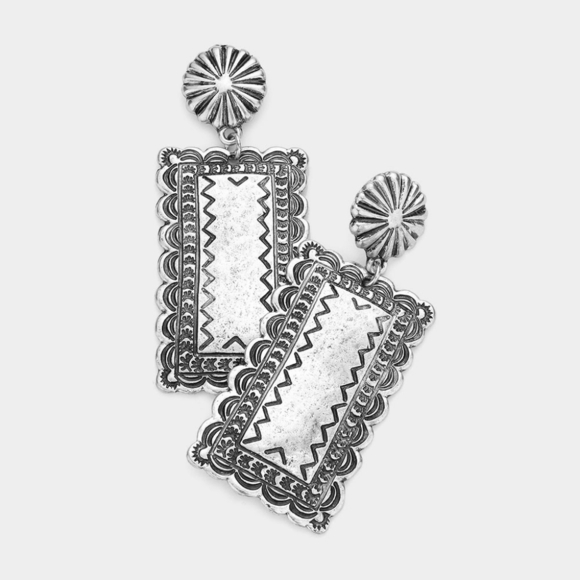 NEW Boho Antique Metal Southwestern Dangle Earrings - Picture 1 of 6